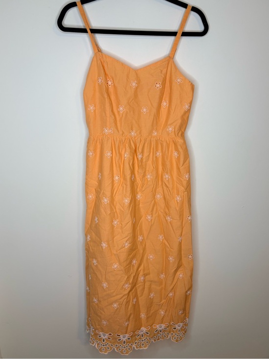 Old Navy Dresses & Skirts - Old Navy Peach Orange Floral Eyelet Spaghetti-Strap Smocked Midi Dress Size S